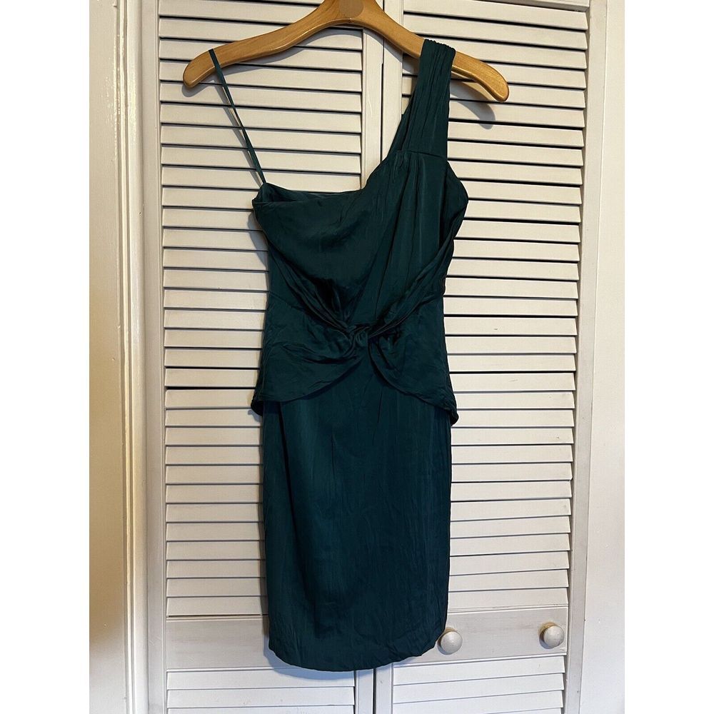 BANANA‎ REPUBLIC Women's Size 4 Dress Bodycon One Shoulder SILK Stretch Green